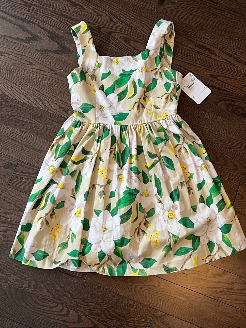 Mayoral Girls Floral Sundress with Green Leaves and White Blooms